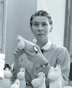 Tove Janssen with Moomins characters