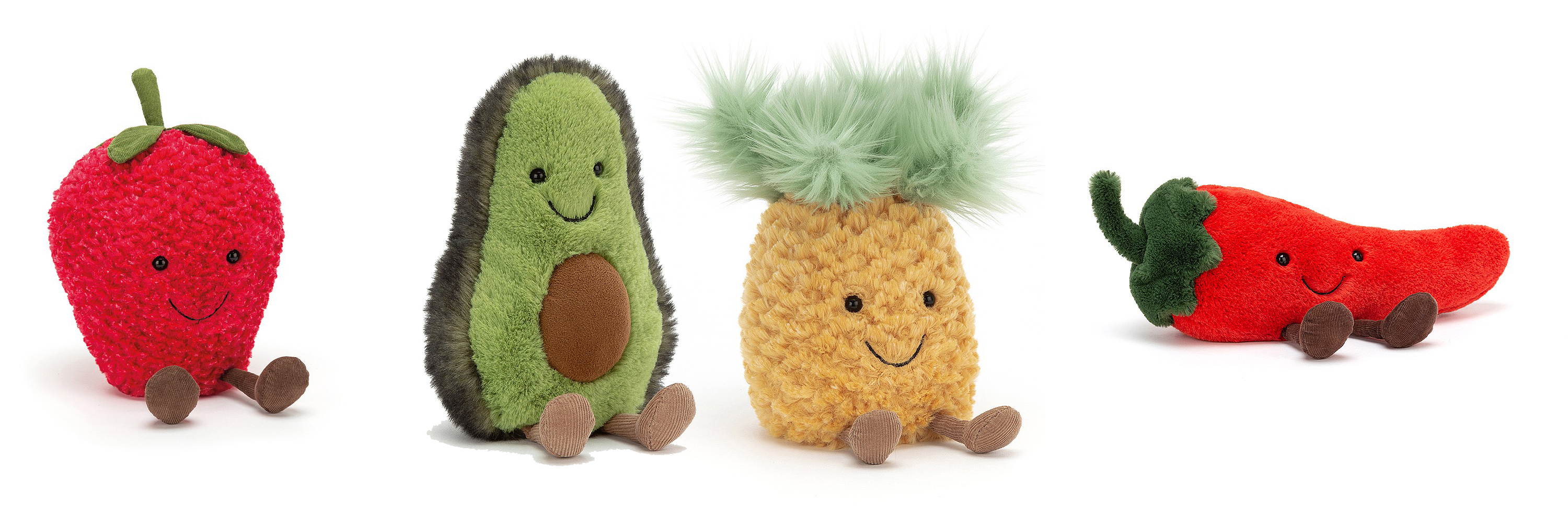 amuseable strawberry, pineapple, chilli and avocado by Jellycat.