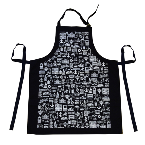 Brighton apron black linen by Martha Mitchell