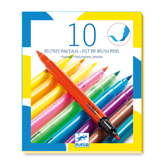 10 felt tips brushes pop by Djeco