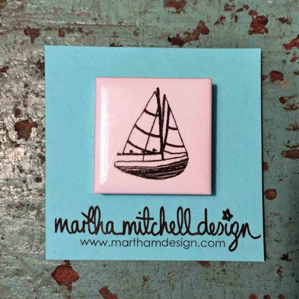 Boat tile magnet by Martha Mitchell