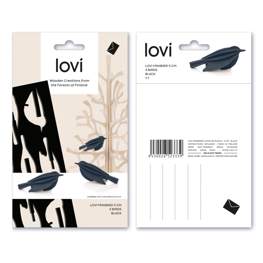 lovi mini birds black packaging
