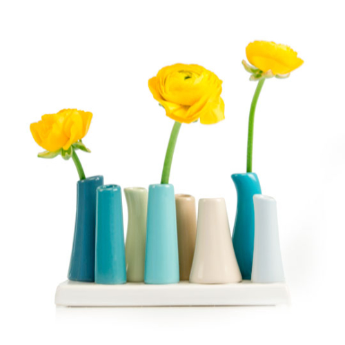 8 tubes mini vase steel blue by Chive