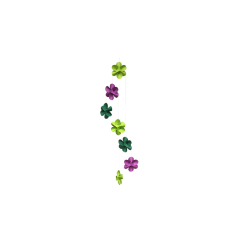 Flowers mobile with lime green and purple by Livingly