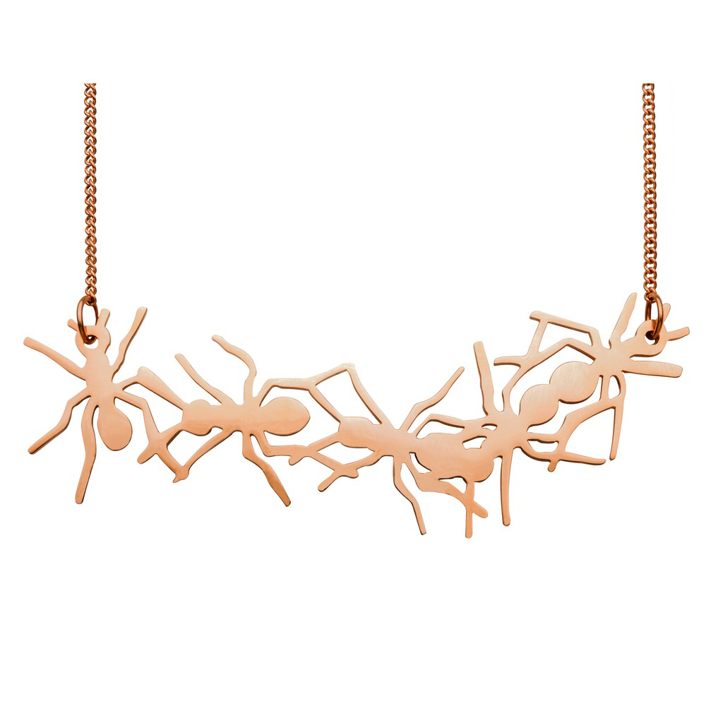 Rose Gold ants necklace by Esa Evans