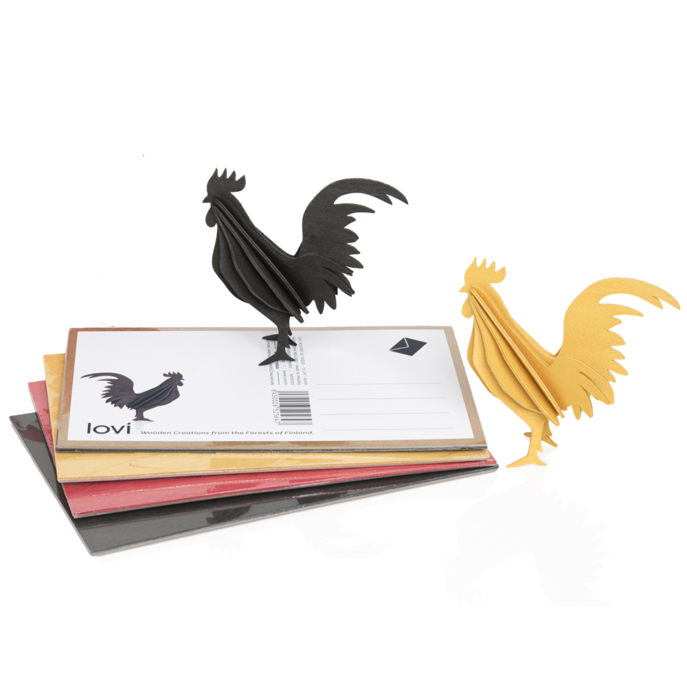 Rooster wooden postcard 3D models by Lovi