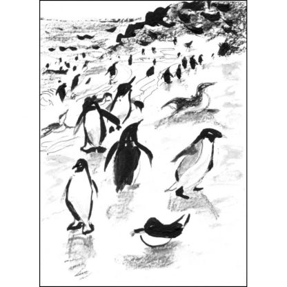 Penguin gathering card by artists on cards