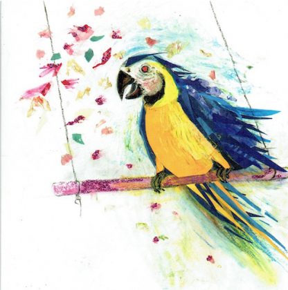 Ruffled parrot card by artists on cards
