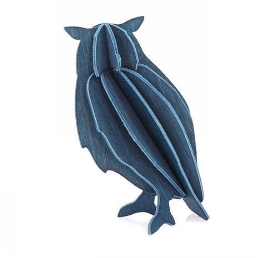 wooden owl blue by Lovi