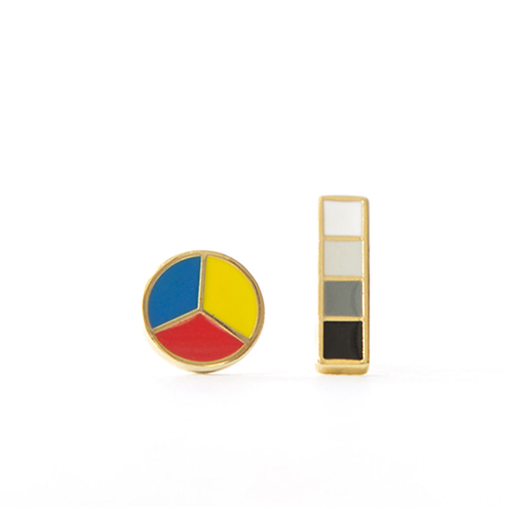 colour wheel mis matched earrings by yellow owl workshop