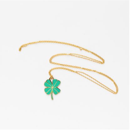 gold necklace lucky clover by yellow owl workshop