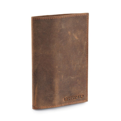 distessed leather passport holder