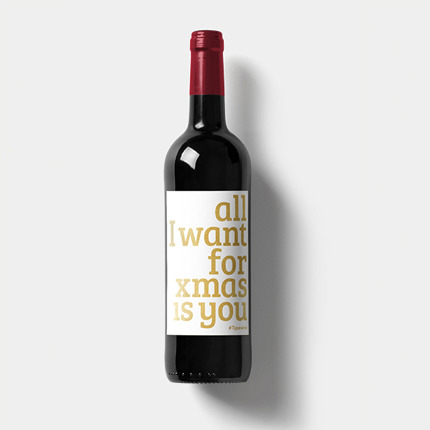 Typewine All i want for xmas is you bottle sticker gold