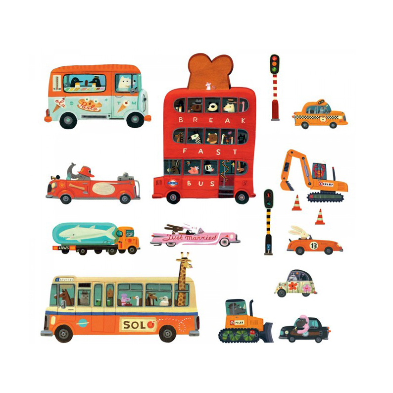 wall removable stickers vehicles by Djeco