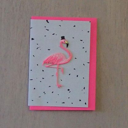 iron on patch card flamingo by Petra Boase