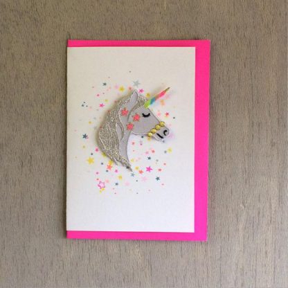 iron on patch card unicorn by Petra Boase
