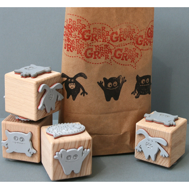 Wooden Cube Stamps Monsters by Perlenfischer