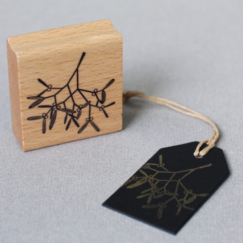 wooden stamp winter mistletoe by perlenfischer