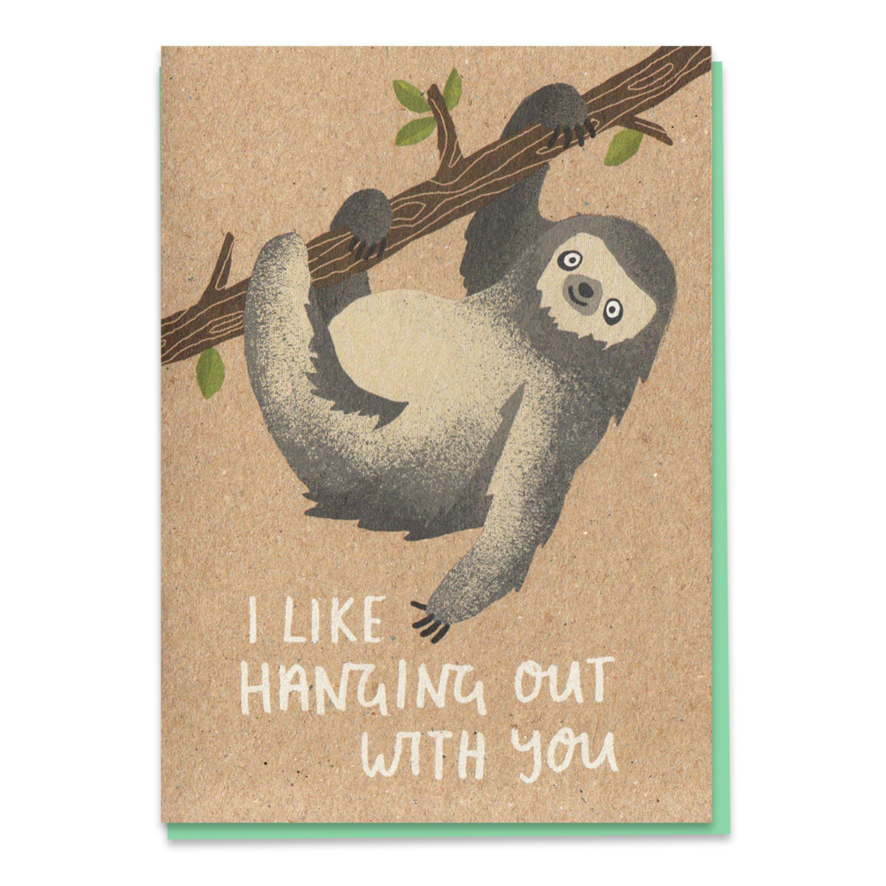 hanging sloth card by Stormy knight