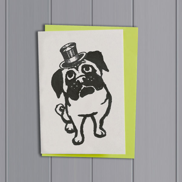 quirky pets card pug by Petra Boase