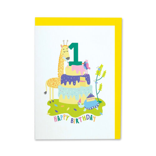 giraffe age 1 card by raspberry blossom