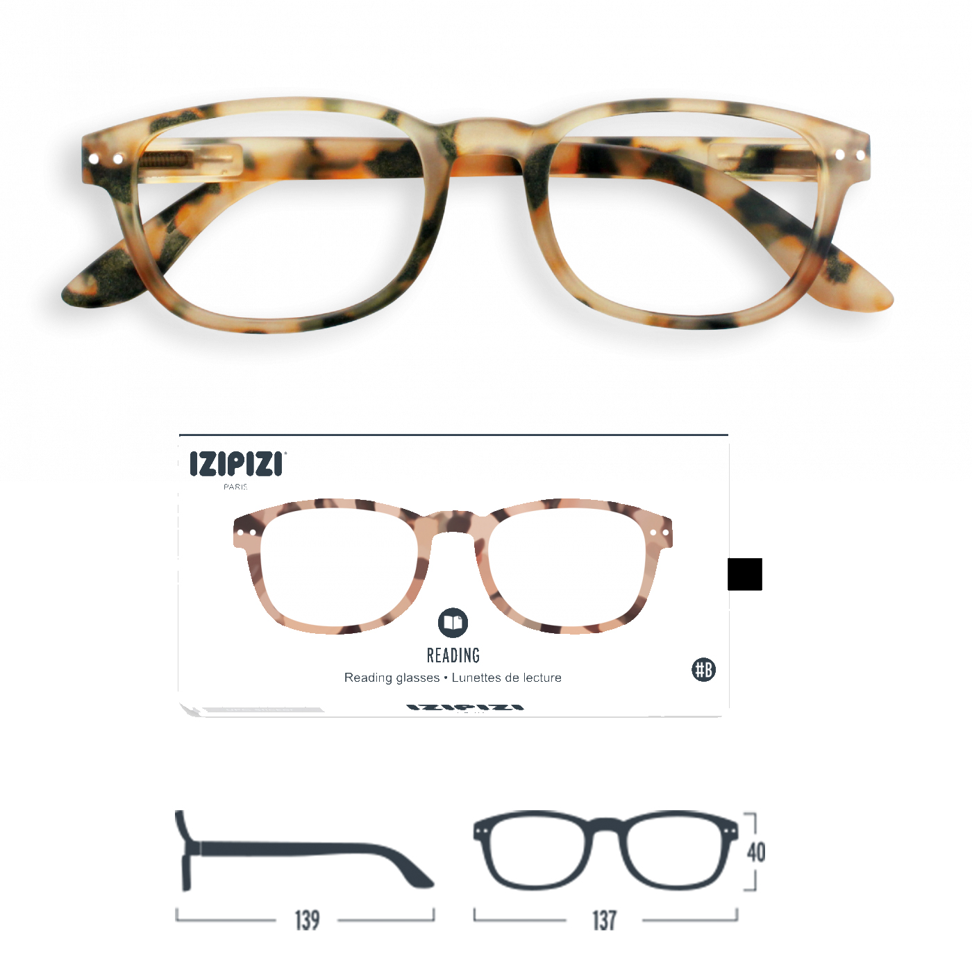 IZIPIZI Rectangular Reading Glasses #B - Tortoise