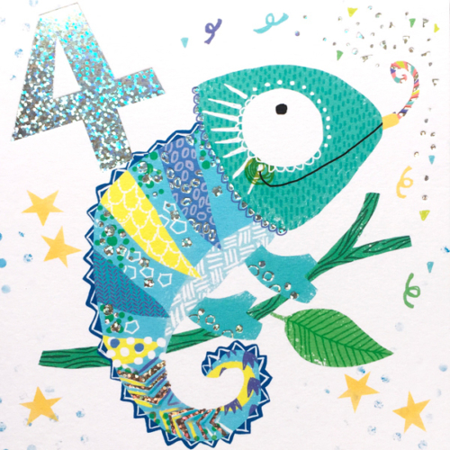 chameleon age 4 birthday card by 1973