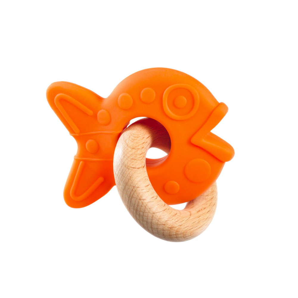 djeco wooden teething ring fish