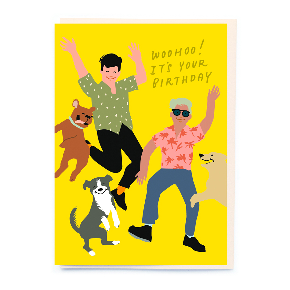 jumping dogs card by Noi