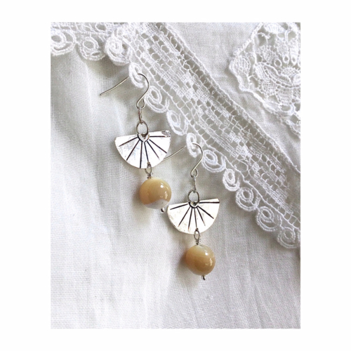 MSJ53 mother of pearl silver sunrise earrings by Madeleine Spencer Jewellery