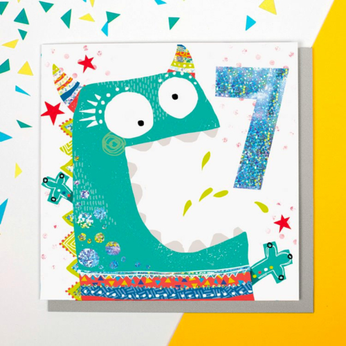 monster 7 th birthday card by lola design