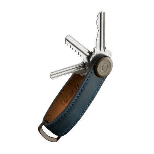 orbitkey crazy horse leather key organiser marine blue bundle