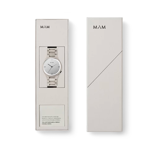 grey wooden watch volcano 612 in box by MAM