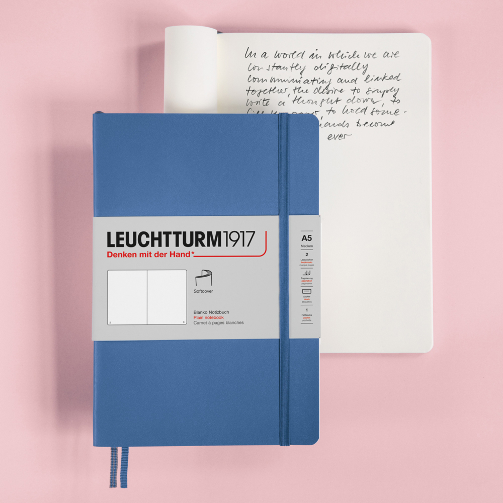 muted colour denim softcover A5 notebook with plain paper by Leuchtturm1917