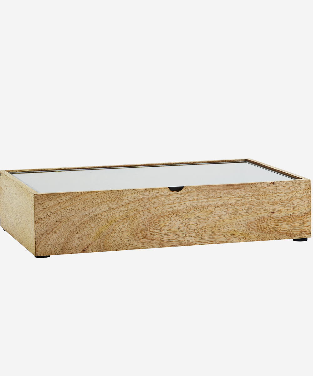 wooden box with glass lid