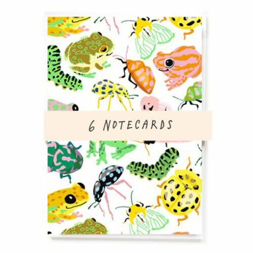 bugs and frogs notecards set of 6 by noi