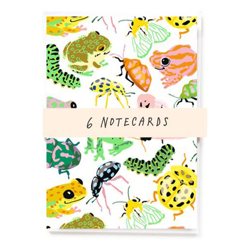 bugs and frogs notecards set of 6 by noi