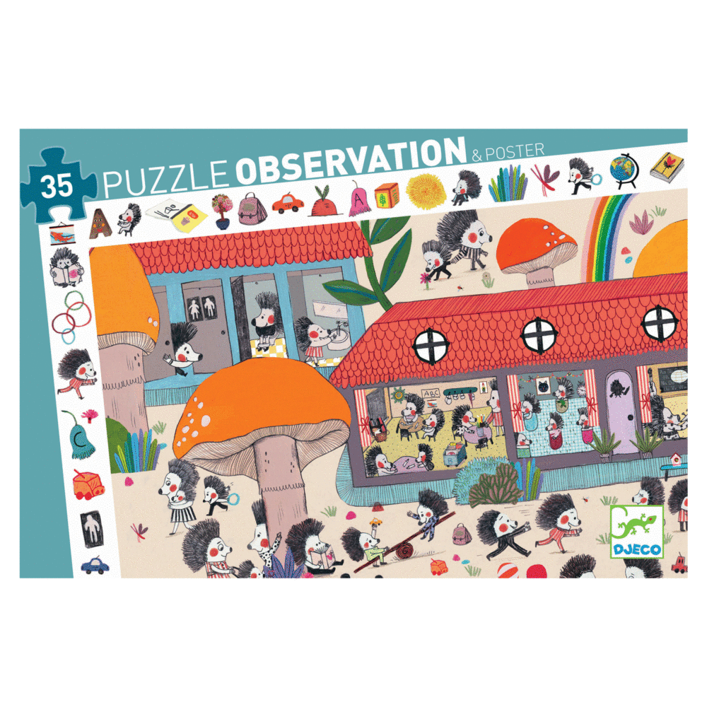 puzzle observation the hedgehog school 35 pieces by djeco