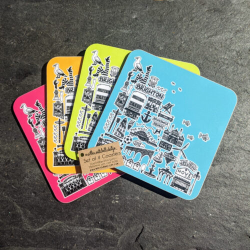 Brighton Coasters bright coloured by Martha Mitchell Design