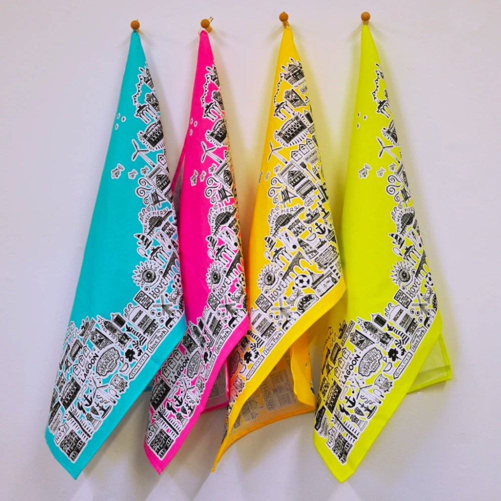 colourful brighton tea towel by martha mitchell design