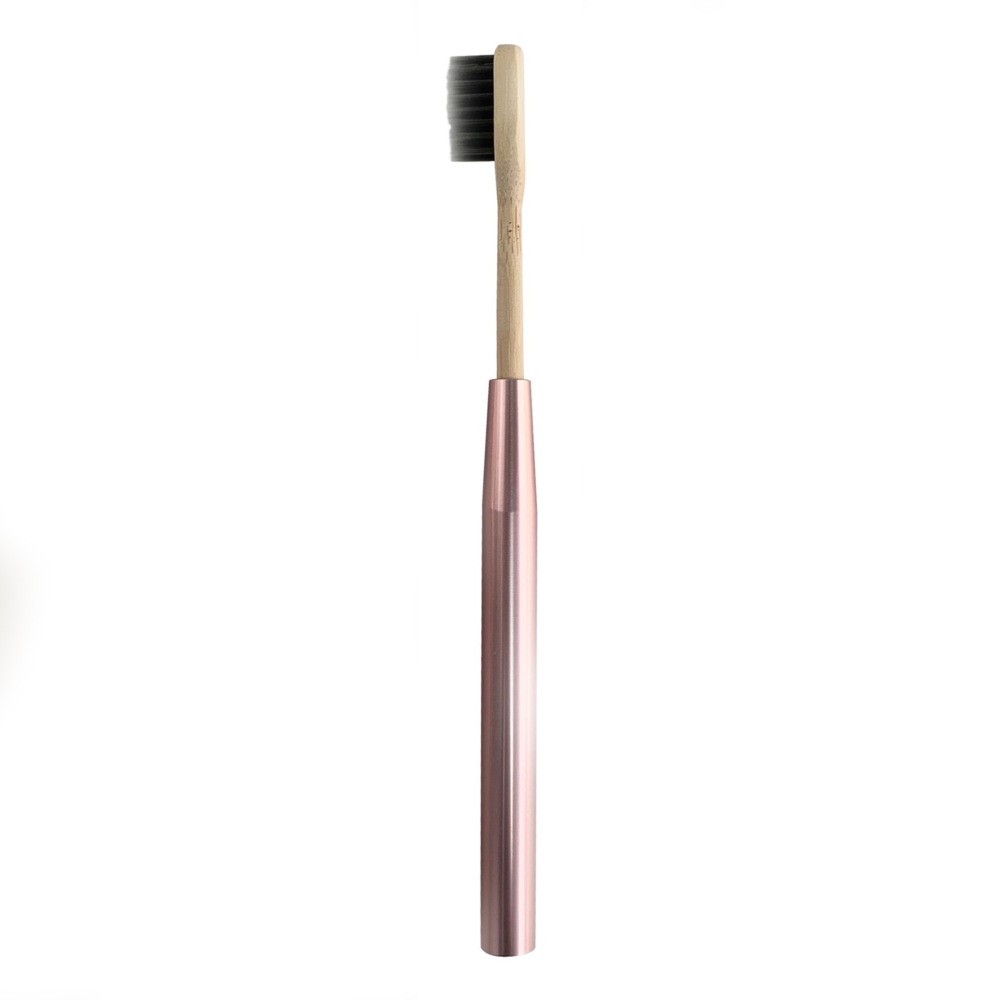 bamboo toothbrush rose gold with replacement brush by cookut