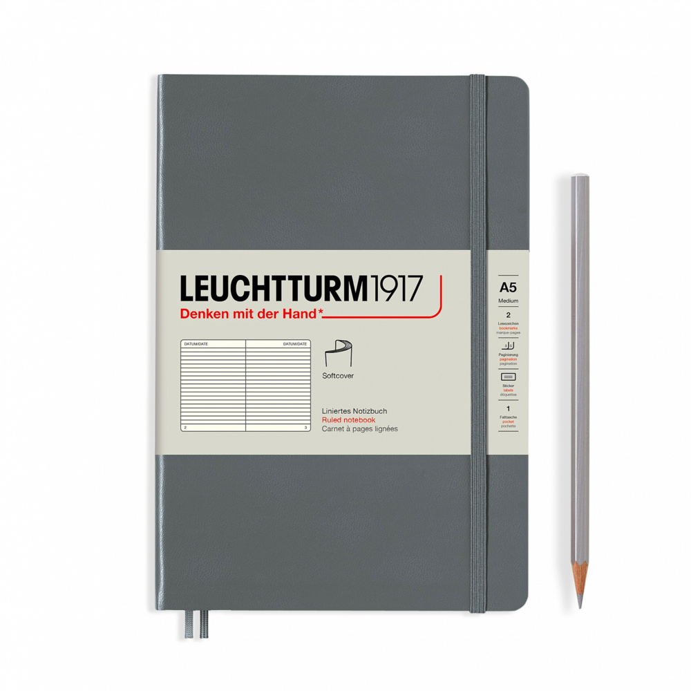 Notebook A5 Softcover anthracite ruled by Leuchtturm1917