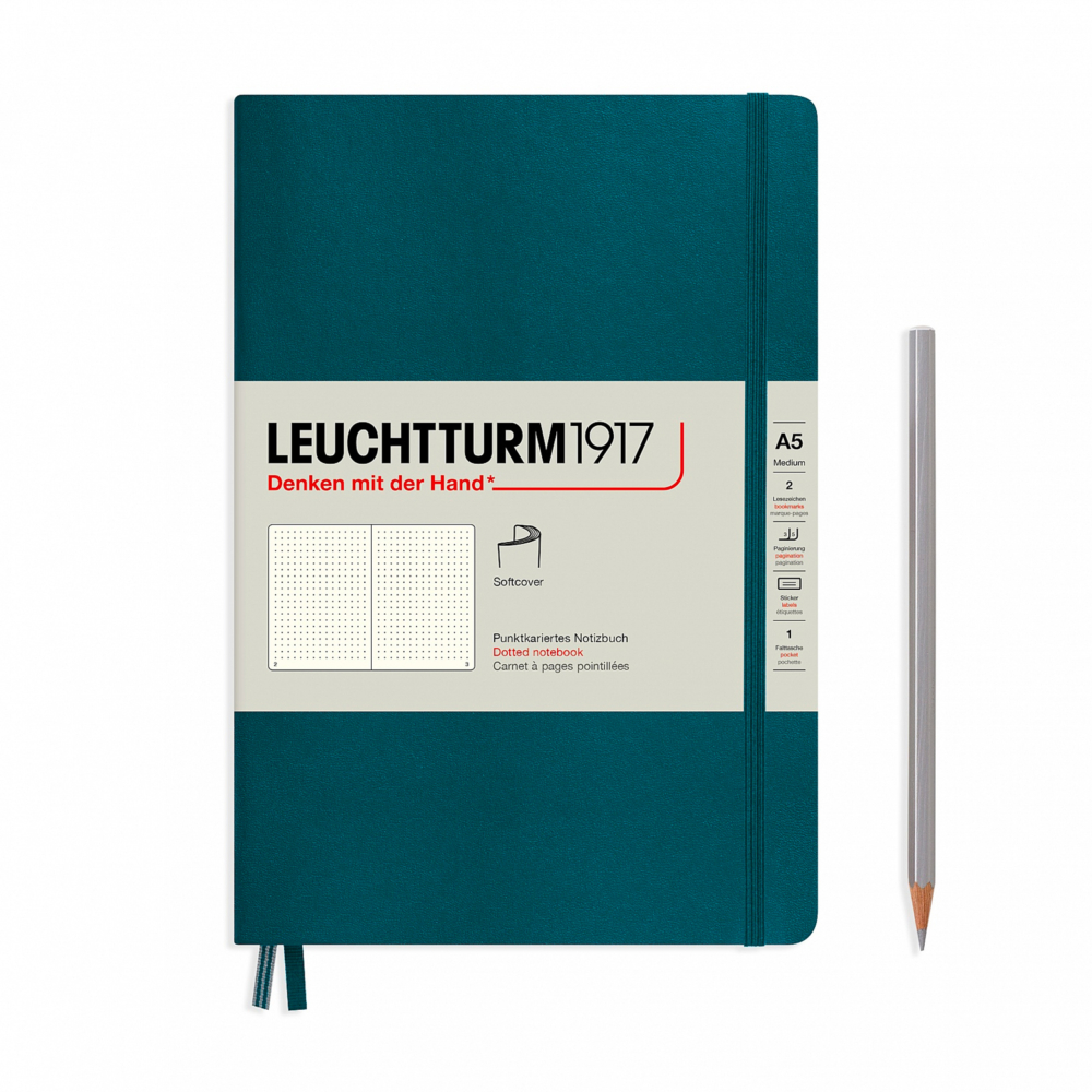 notebook softcover A5 pacific green dotted by Leuchtturm1917