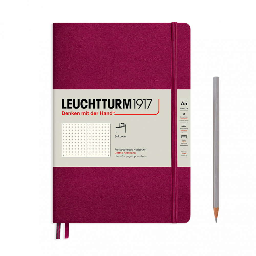 notebook a5 softcover port red dotted paper by Leuchtturm1917
