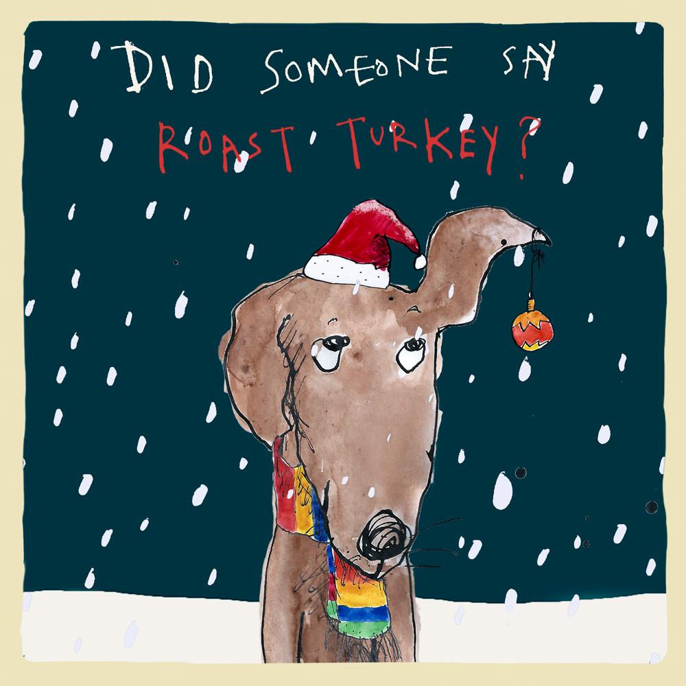 dog turkey card by poet and painter