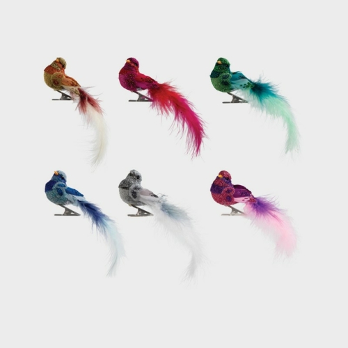 bird on clip plume set of 6 by &klevering