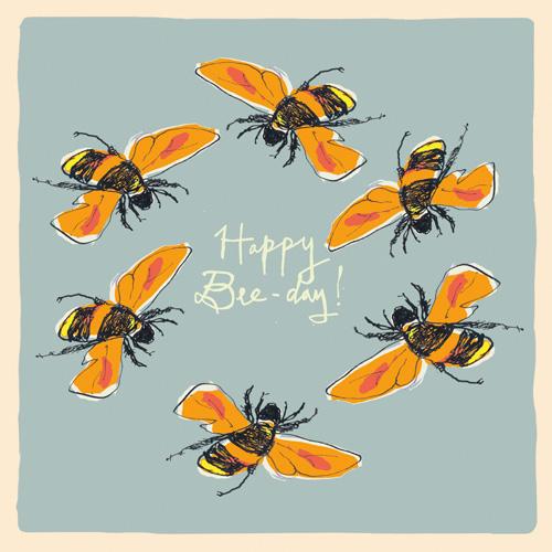 happy bee day card by poet and painter