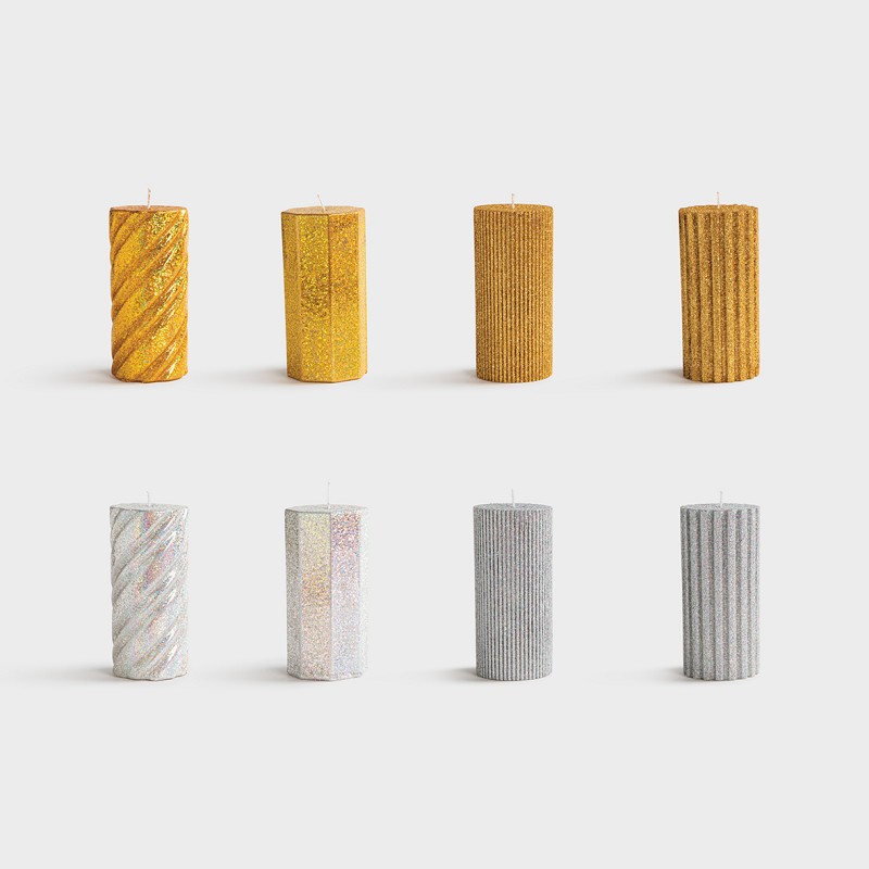 glitter pillar candle collection by &klevering