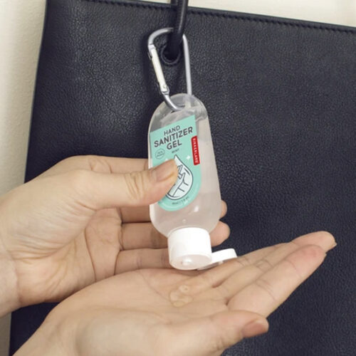 hand sanitiser carabiner by kikkerland