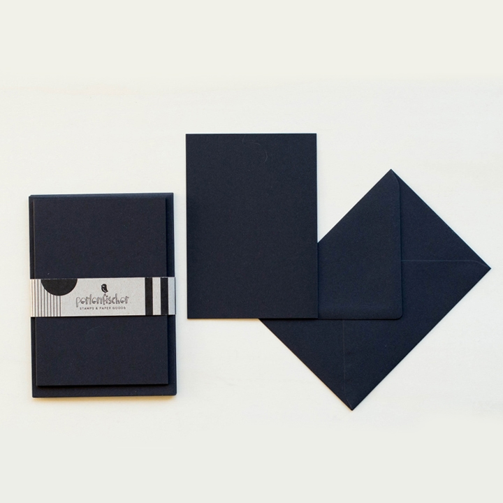 pack 5 catds and envelopes black by perlenfischer